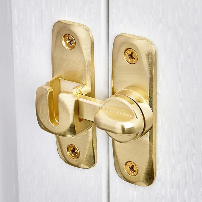 2 Pcs Gold 90/180 Degree Sliding Door Latches,Right Angle Door Lock | Zinc Alloy Flip Latch,Barn Door Latch,Cabinet Lock,for bedroom,cabinet,drawer,Gardens,Wine Cabinet,garage,window,Pet Cage - Image 5