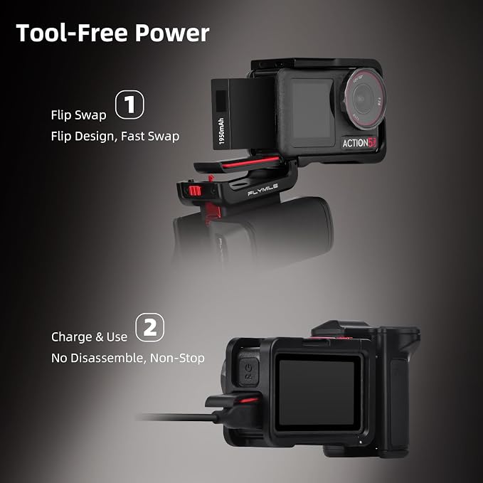 Grip Kit for DJI Action 5 Pro 4 3 (with Cage), Handle Holder Bundle Expansion Mount with Shutter Button, Quick Release Adapter, Cold Shoe for DJI Osmo Action 5 Pro 4 3 Accessories - Image 6