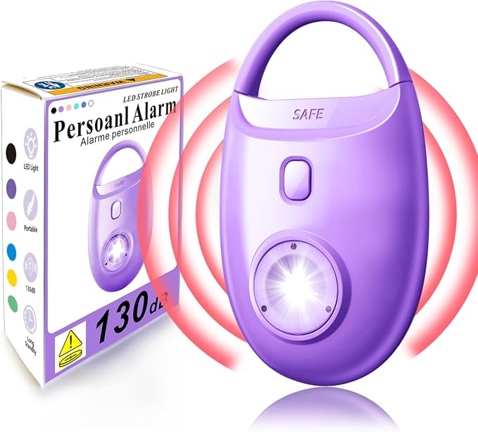 Personal Safety Alarm for Women – 130dB Loud Emergency Siren, Self Defense Keychain with LED Strobe Light, Safe Sound for Children, Girls, Students by SRTKBEU