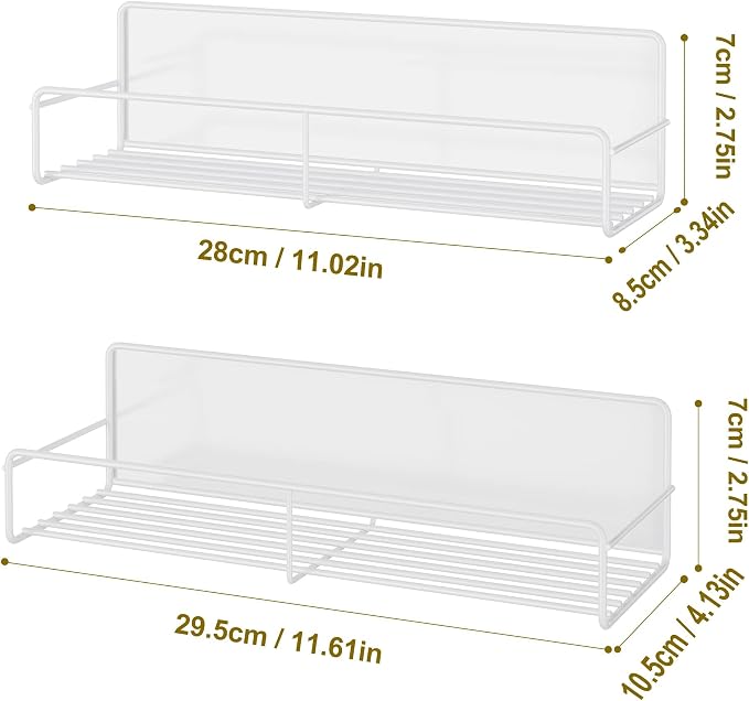 Mystozer 4 Pack Magnetic Spice Rack Organizer, Space Saver for Refrigerator and Microwave Oven, Metal Fridge Shelf Seasoning Rack Magnetic Fridge Organizer Magnet Shelf(White) - Image 6