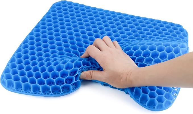 QWORK Gel Seat Cushion, Gel Cushion, Cool & Breathable & Non-Slip for Car, Office, Home, Wheelchair (Blue, 40 x 35 x 3.2 cm) - Image 4