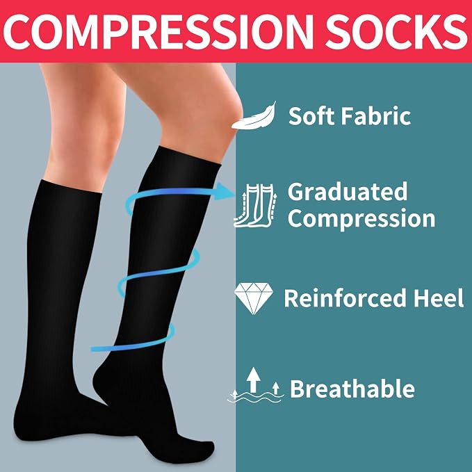 Compression Socks for Women & Men Circulation(6 pairs)-Graduated Supports Socks for Running, Athletic Sports - Image 6