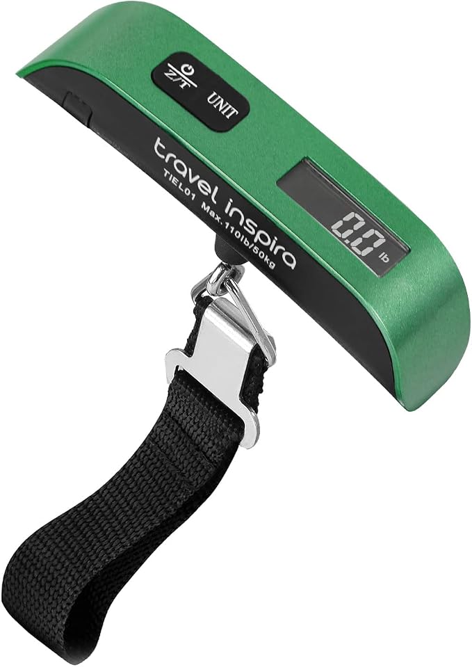travel inspira Luggage Scale, Portable Digital Hanging Baggage Scale for Travel, Suitcase Weight Scale with Rubber Paint, 110 Pounds, Battery Included by TravelInspira