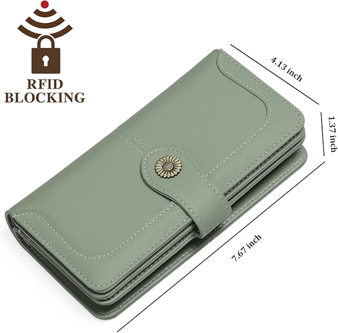 Wallets for Women Trifold Wristlet Wallets Large Capacity RFID Blocking Ladies Purse Credit Card Holder - Image 4