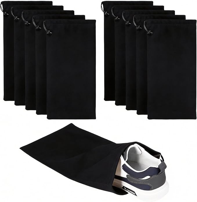 10 Pcs Single Shoe Bags for Travel, Dustproof Drawstring Travel Shoe Bag | 18"X9"shoe travel bag for Packing, Shoe Bag storage Sneaker Travel Bags, Washable Reusable dust bags for Handbags Shoes Toys by CARPDIM