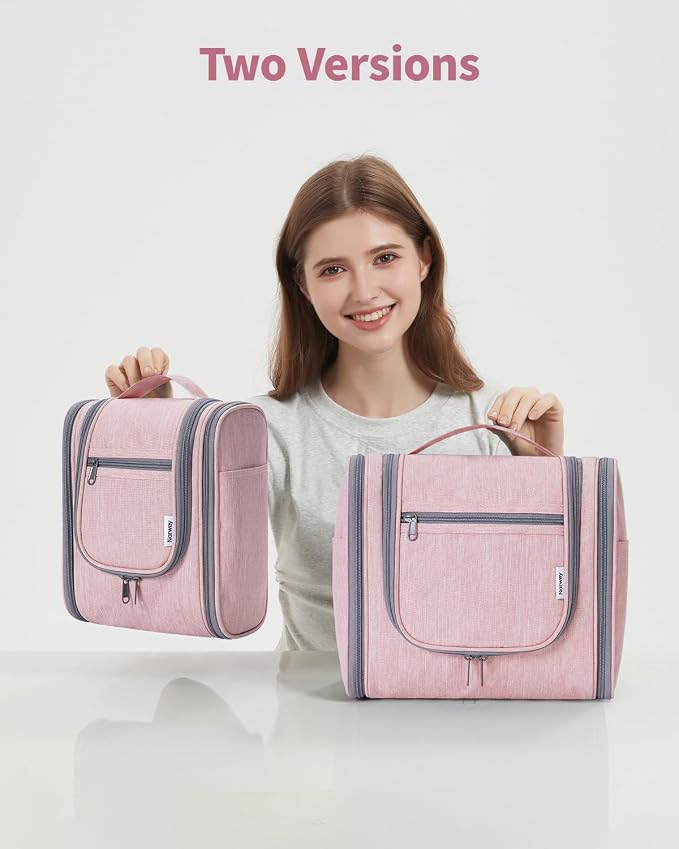 Narwey Hanging Toiletry Bag for Women Travel Makeup Bag Organizer Toiletries Bag for Cosmetics Essentials Accessories(Large, Pink) - Image 8