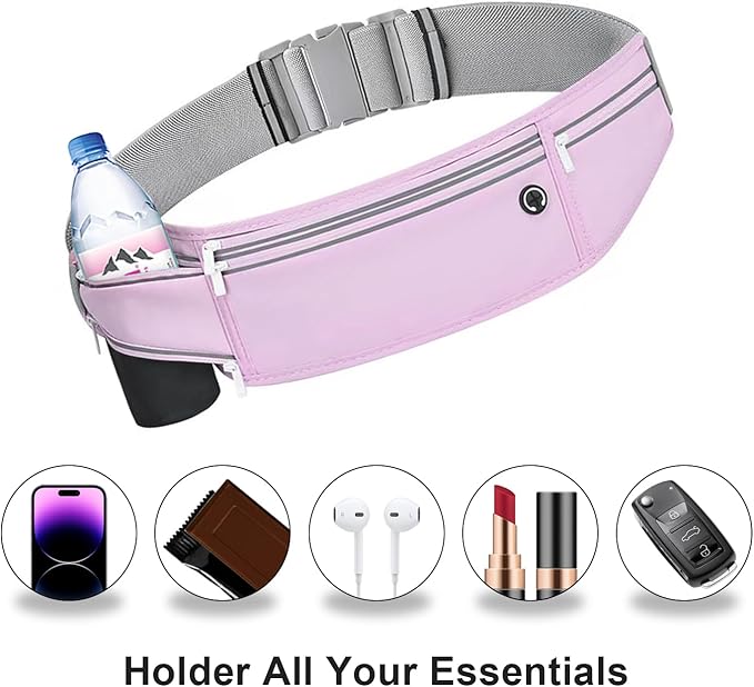 Slim Running Belt for Women Men,Runners Fanny Pack Phone Holder,Money Belt,Running Gear Accessories,with 3 Pockets (Jet Purple) - Image 2