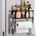 Magnetic Spice Rack for Refrigerator Magnetic Paper Towel Holder for Fridge Magnetic Shelf Magnetic Shelves 2 Hooks Fridge Magnet Organizer Spice Rack Seasoning Organizer Kitchen Storage by DrBeTree