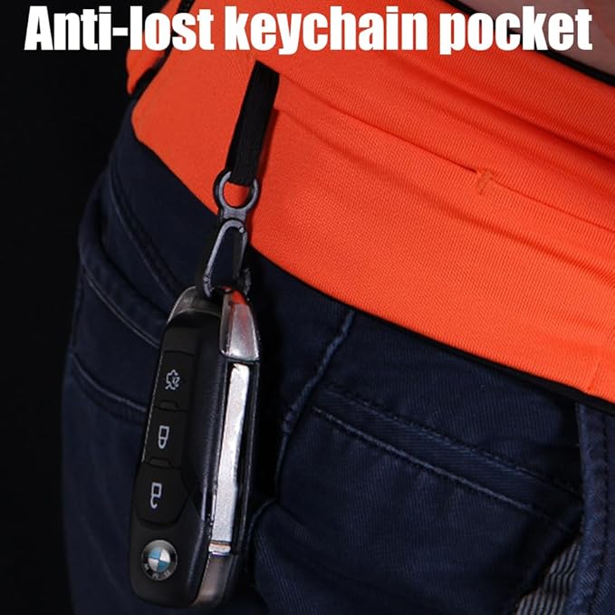 AnsrJ Slim Running Belt,Pockets with Zippers,Waist Pack for Phone Holder. | Runners Fanny Pack,hidden money belt for travel,.Marathon Jogger Sport Workout Fitness Exercise Gym Phone Holder Belt. - Image 4