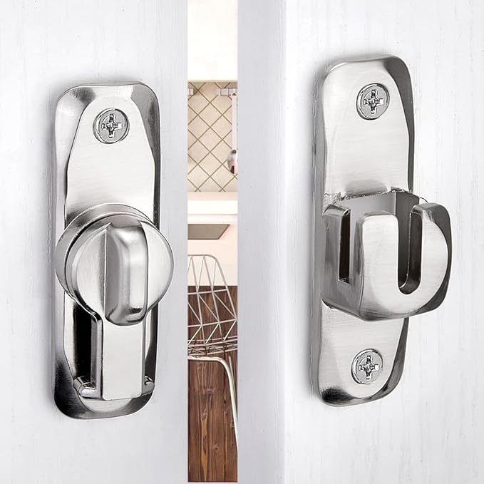 6 Packs Silver Barn Door Latches,90/180 Degree Gate Lock_B | Zinc Alloy Right Angle Door Lock Latch,Flip Gate Latches,Sliding Door Latch Lock,for Cabinets,Fence Gates,Pet Cage - Image 6