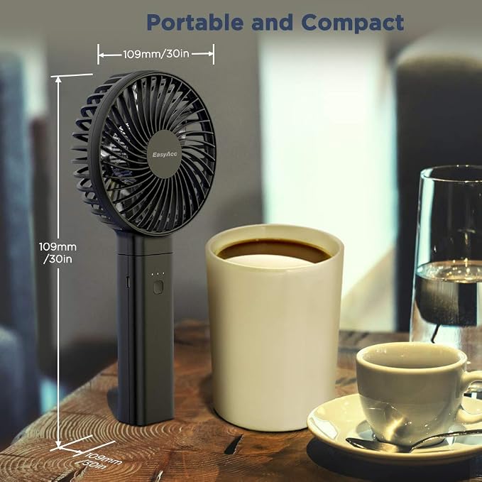 EasyAcc Personal Fans Portable Rechargeable, Washable Guard + Powerful + 180°Foldable + Professional ODM Fan + Durable, 4 Speeds Portable Cooling Fan for Travel Outdoor Office - Image 3