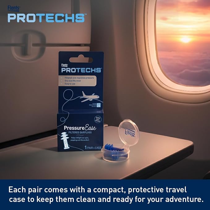Flents PressureEase Earplugs for Flying, NRR 26, 1 Pair + Case, Blue | Airplane Pressure Ear Plugs for Ear Pain Relief, Soft Comfort Flange, Travel Essential for Takeoff & Landing - Image 6