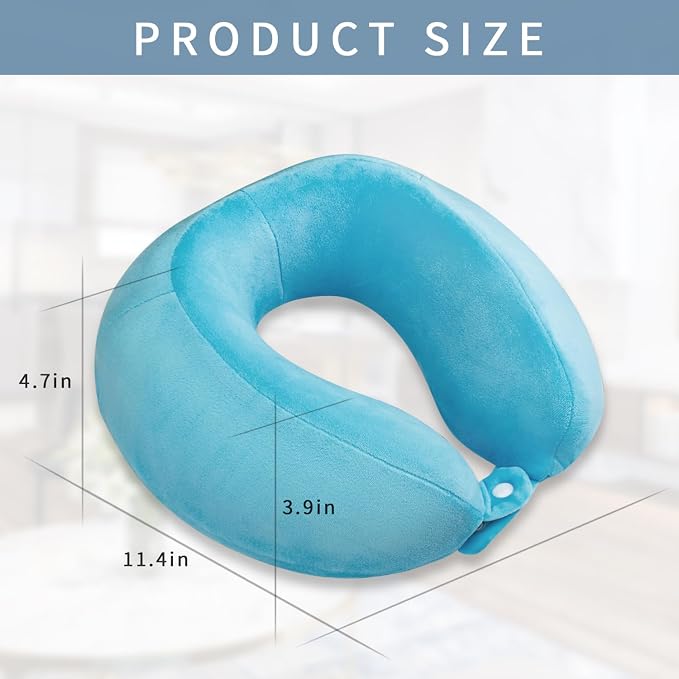 Travel Neck Pillow Comfort Memory Foam Neck Pillows for Airplanes Neck Support Pillow for Sleeping Traveling Trains Cars Offices Home Rest Blue - Image 4