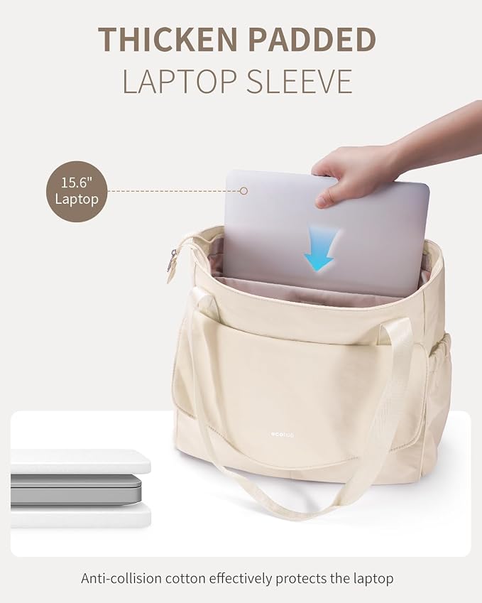 ECOHUB Tote Bag for Women Work Tote Bag with Laptop Compartments Lightweight Shoulder Bag Handbag for Travel College Teacher - Image 4