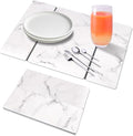 Stone Dish Drying Mat for Kitchen Counter, 24 x 16 Inch(White Marble Vein) | Absorbent diatomaceous earth and PVC, folds for compact storage, suitable for dishes, cups, bottles, or a bathroom floor mat by Unknown