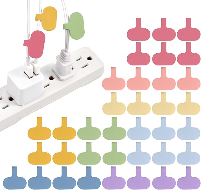 Wrap-It Storage Cable Labels - Oval, Macaron (36 Pack) | Write On Cord Labeler Wire Label Tags by Wrap-ItStorage