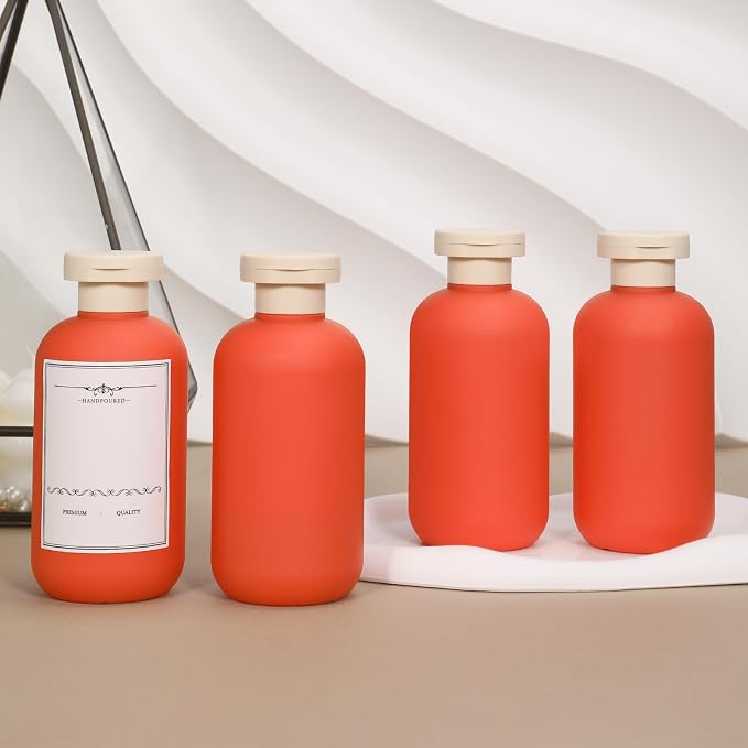 ASEVAT 6.7oz Plastic Refillable Travel Shampoo Bottles, Empty Travel Shampoo and Conditioner Bottles Reusable, Travel Size Shampoo Bottle, Hand Soap Dispenser for Vacation, Gym, Home(Orange) - Image 8