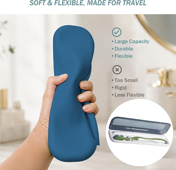 Silicone Toothbrush Travel Case, Pro Large Toothbrush Cover Case for Travel | Electric & Manual Toothbrush Travel Cover for Men and Women, Portable Toothbrush Holder for Trave, Gym, Business Trip, School - Image 4