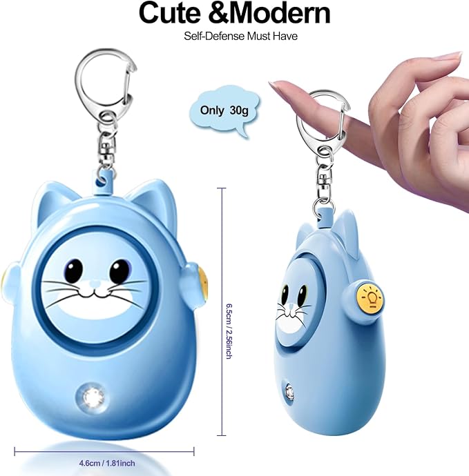 Personal Alarms for Women – 130dB Loud Siren, Safety Keychain with LED Light, Cute Cat Design Security Device for Women, Children, Elderly - Image 3