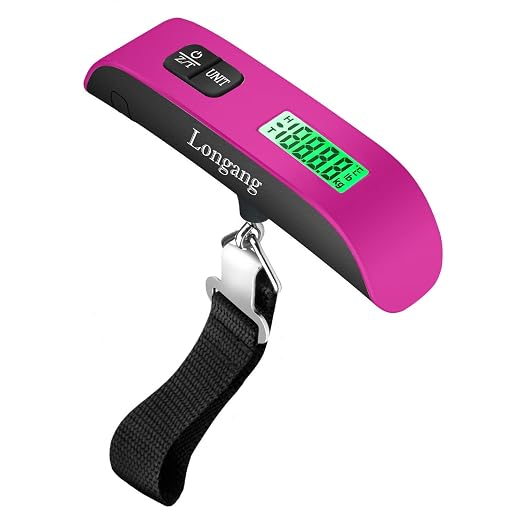 Digital Hanging Luggage Scale with Backlit for Travel, Portable Handheld Suitcase Weight Scale with Hook, 110 Pounds, Battery Included by Longang