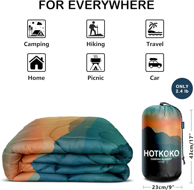 Puffy Camping Blanket,Large Camp Blanket Outdoor Camping Quilt Waterproof | Lightweight Printed Warm Packable Down Alternative Blanket for Camping,Traveling, Stadium, Hiking, Picnics - Image 6
