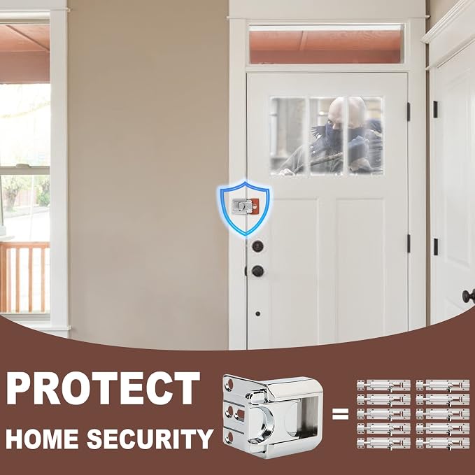 CZU Home Door Lock Security, Upgraded Safety Childproof Door Reinforcement Lock Latch (2-Pack), Extra Defend Door Lock for Inward Swinging Door - Image 3