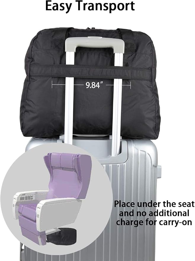 Packable Tote Bag Extra Small Duffel Bag Carry On Under Seat 20L Foldable | Nylon Packable Bag Travel Light Mens Personal Item Travel Bag Airplane Purse Carry On Bag for Women to Stand On Suitcase - Image 7