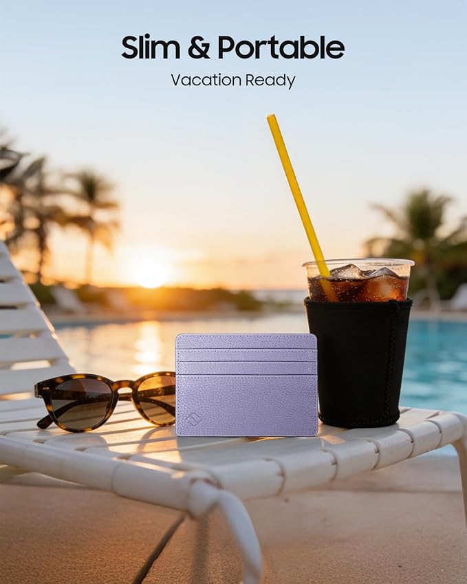 FINTIE Slim Minimalist Front Pocket Wallet RFID Blocking Credit Card Holder | Card Cases with ID Window for Men Women, Lilac Purple - Image 6