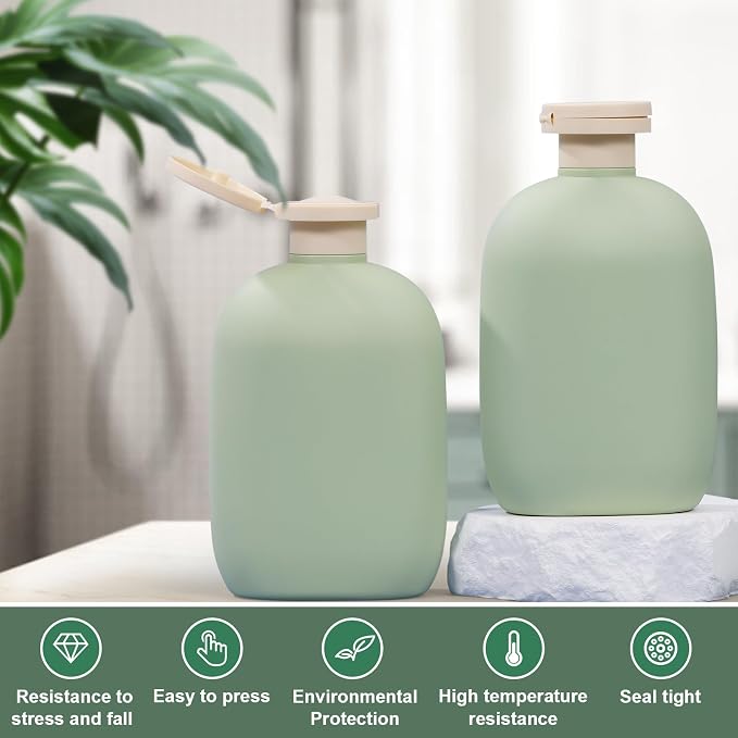 8.8 oz Plastic Travel Shampoo Bottles, Empty Plastic Squeeze Bottles with Flip Cap for Toiletries, Leakage-proof Travel Shampoo and Conditioner Bottles (4 pack, Green) - Image 5