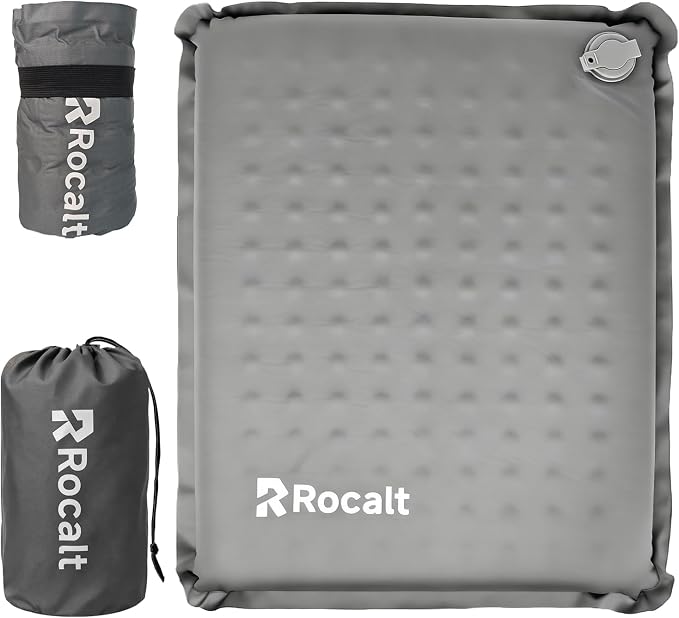 Rocalt Self Inflating Seat Cushion for Airplane Seats and Bleachers | 3s valve inflation, 0.44 lb pack, 17.1 x 13.8 x 2 in support, TPU fabric, for flights, stadiums and camping by Rocalt
