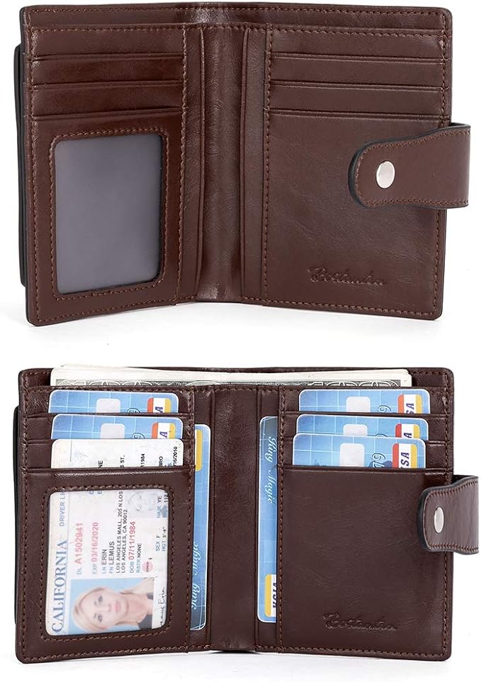 BOSTANTEN Leather Womens Wallet Small RFID Blocking Credit Card Holder | Removable ID Window, Zipper Coin Pocket, Bifold, Minimalist, Fits Small Purses, Daily Use, Ladies Gifts, Coffee - Image 6