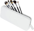Travel Makeup Brush Holder, Silicone Makeup Brush Bag with Zipper Closure, Makeup Brushes Organizer Case Washable Makeup Pouch Holder Case for Daily, Work, Essentials（White） by Sakolla
