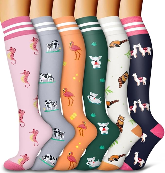 6 Pack Copper Compression Socks for Women and Men Circulation-Best Support for Medical,Running,Nursing,Athletic by Bluemaple