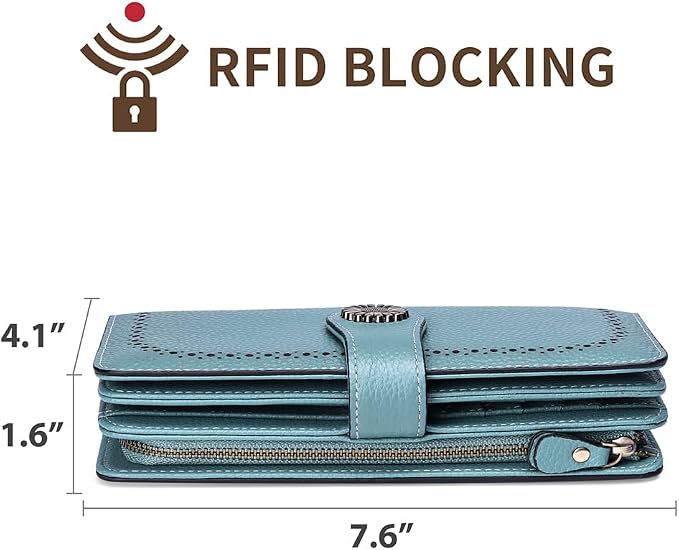 SENDEFN Wallets for Women Leather Credit Card Holder with RFID Blocking Large Capacity Wristlet | with RFID Blocking - Image 3
