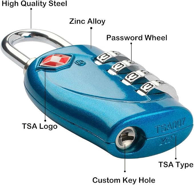 4 Dial Digit TSA Approved Travel Luggage Locks Combination for Suitcases (Blue-4pack) - Image 2