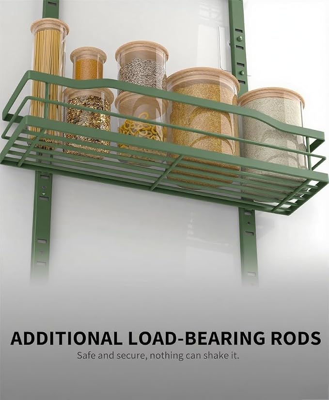 Moforoco Sage Green 9-Tier Over The Door Pantry Organizer, Pantry Organization and Storage, Black Hanging Basket Wall Spice Rack Seasoning Shelves - Image 6
