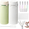 4 in 1 Travel Dispenser, Refillable Leak Proof Travel Bottle (White+Green) | 4 Pack 30ML TSA Approved Travel Toiletry Bottles Set with Stickers, Brush & Storage Bag for Shampoo, Lotion and Conditioner by JAIZAIWJ