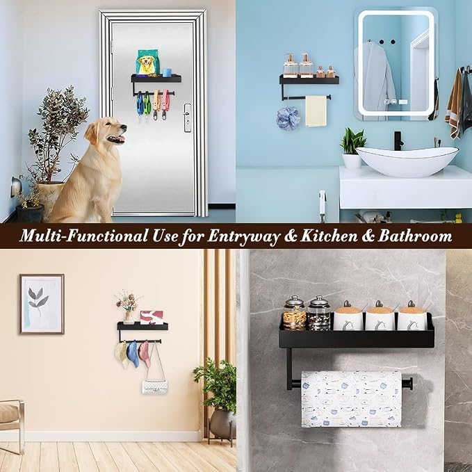 Picowe Magnetic Dog Leash Holder, Pet Stuff Organizer with Shelf Storage for Refrigerator, Metal Rack for Dog Collar Leash Toy Treats, Multifunctional Entryway Key Rack for Home Kitchen Bathroom - Image 7