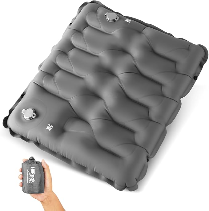 HiiPeak Inflatable Seat Cushion, Lightweight Compact Stadium Seat Pad Camping Air Seat Cushion By Hand Inflation for Bleachers Backpacking Hiking Airplane Office Car Sports Events Concert by HiiPeak