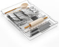 Large Expandable Silverware Organizer - Adjustable From 11'' to 21.3'' - Spatula,Gadget,Knife,Cutlery,Spoons and Forks Organizer,Clear Flatware,Silverware Tray,Utensil Organizer for Kitchen Drawers by Yieach