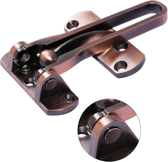 Topbuti Home Security Door Lock, 2 Pack Latch Guard Clasp Front Door Locks for Kids, Home Reinforcement Lock for Swing-in Doors, Hotel Door Latches, Thicken Solid Aluminium Alloy, Classic Bronze - Image 4