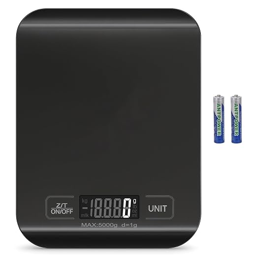 Digital Shipping Scale,Stainless Steel Panel, Accurate Portable Postal Scale for Packages, Small Business,Kitchen, Food, Handmade, Liquids, and Boutique (Black Battery (5kg/1g)) by Selegere