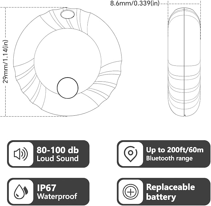 Tracker Tag, Smart Tag Works with Find My App (iOS Only), Keys Finder and Item Locator for Luggage, Backpack, Suitcases and More, Replaceable Battery, IP67 Waterproof Tracking Tags-3 Pack (Black) - Image 6