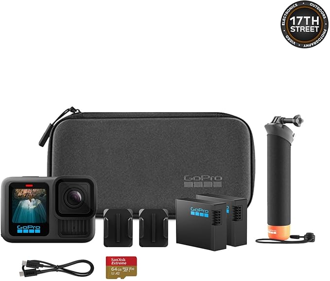 GoPro HERO13 Waterproof Action Camera (Black), 5.3K60 27MP, 2 Battery, Kit | GoPro bundle Includes Handler floating handgrip, 2 Enduro 1900mAh batteries, 64GB Extreme microSDXC card, Head Strap 2.0 Kit - Image 5