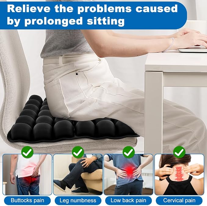 Portable Inflatable Seat Cushion, Airplane Seat Cushion, Press Type 3D Air Cushion for Office Chair, Wheelchair, Car, Travel – Pressure Relief, Breathable & Comfort Support(Color:Black) - Image 5