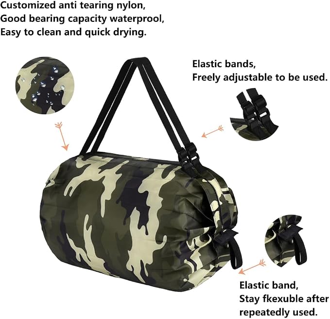 Reusable Shopping Bags, Foldable Grocery Storage Tote, Waterproof Oxford Cloth Bag for Shop, Large Durable Heavy Duty - Image 3