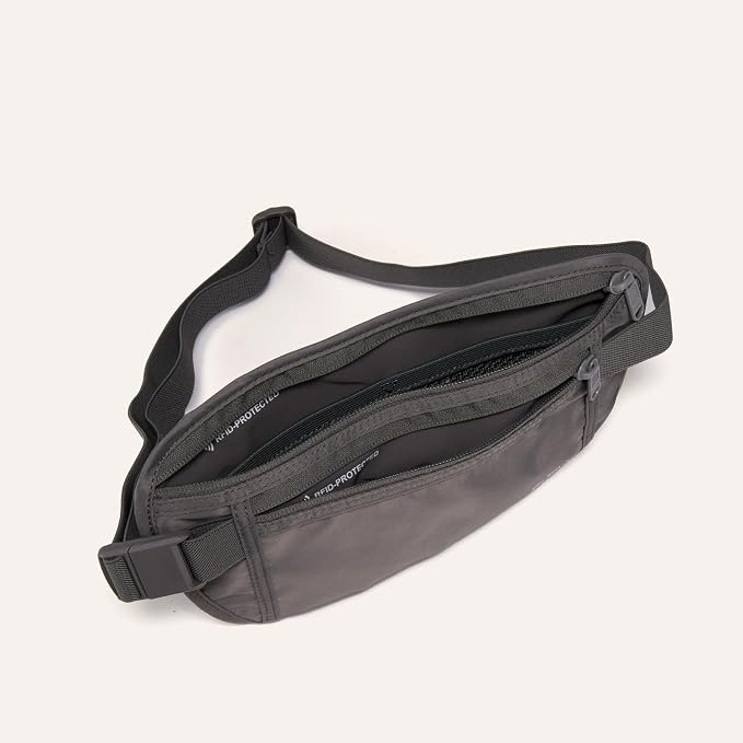 Pander RFID Blocking Travel Money Belt – Hidden Waist Pouch for Passport, Cash, Cards, Slim Belt Bag for Men and Women, Dim Grey - Image 7