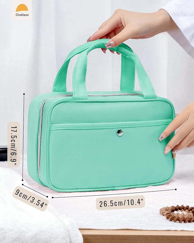 Travel Hanging Toiletry Bag for Women - Waterproof Cosmetic Organizer with Clear Window, Lightweight Bathroom Bags for Essentials, Makeup, Shampoo, Toiletries Green, Medium - Image 5