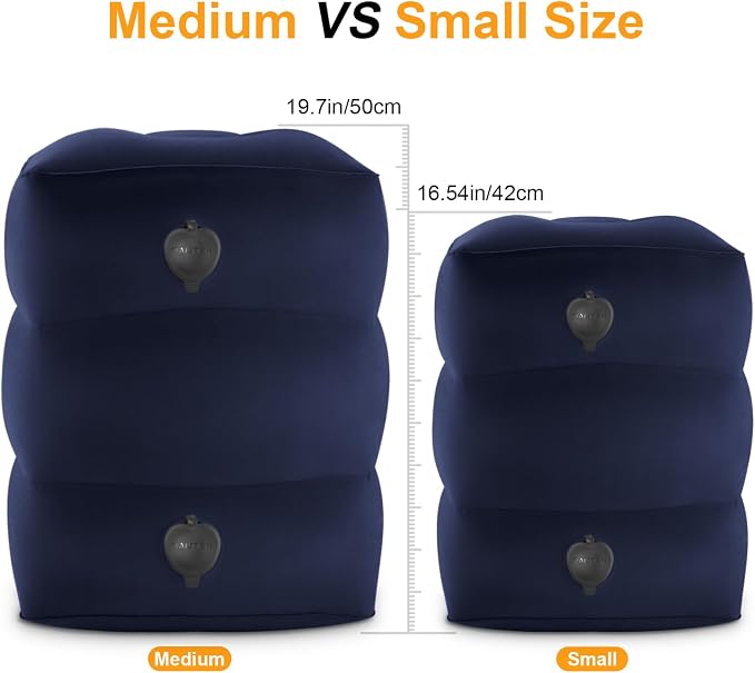 Inflatable Travel Foot Rest Pillow, Small Size（Blue, 1 Pack） | Kids Airplane Bed, Adjustable Height Leg Pillow for Air Travel, Make a Flat Bed for Toddlers, Great for Airplane, Train, Car - Image 3