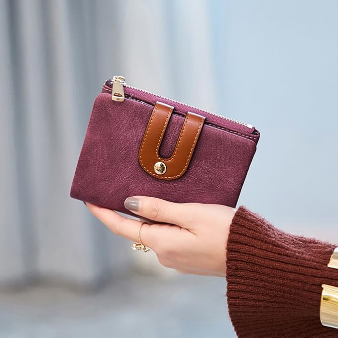 AOXONEL Women's Rfid Small Bifold Leather Wallet Ladies Mini Zipper Coin Purse id card Pocket,Slim Compact Thin - Image 5